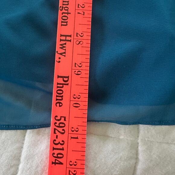 ADRIANNA PAPELL HAILEY LOGAN Womens Dress 1/2 Teal Blue Cocktail Halter Mini - Picture 10 of 10